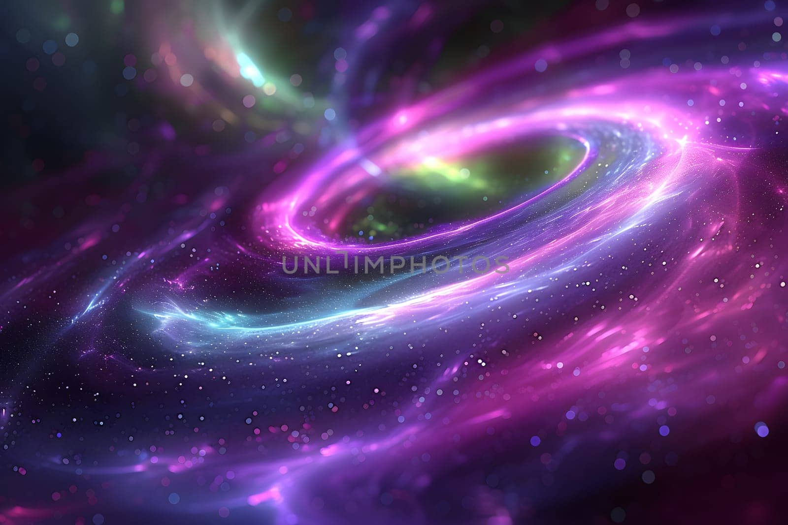 Stunning abstract cosmic backdrop featuring swirling blue, violet, and green shades, representing space, science, and universe mysteries.