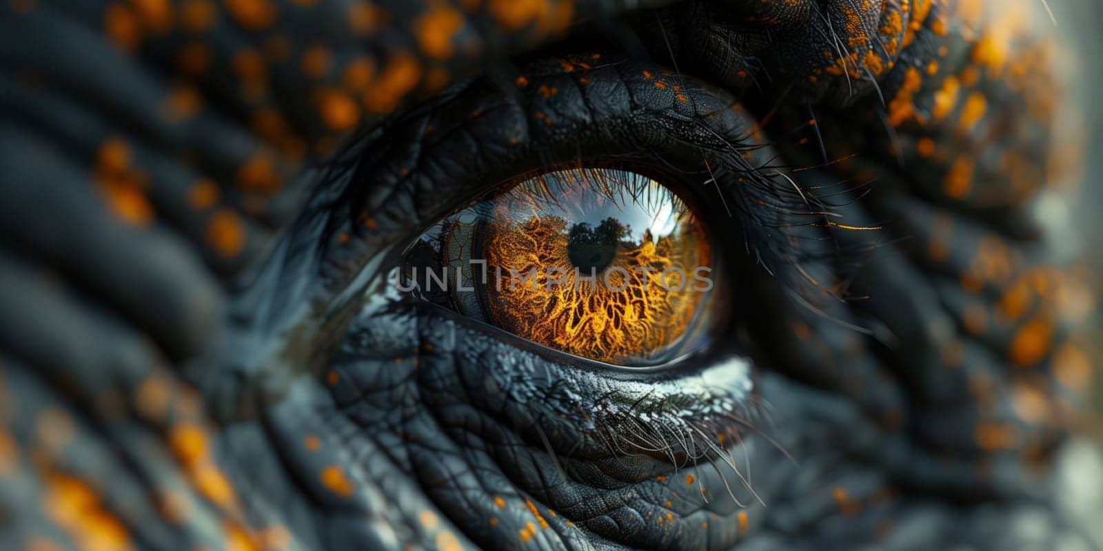 Closeup of an electric blue crocodiles eye in macro photography by richwolf