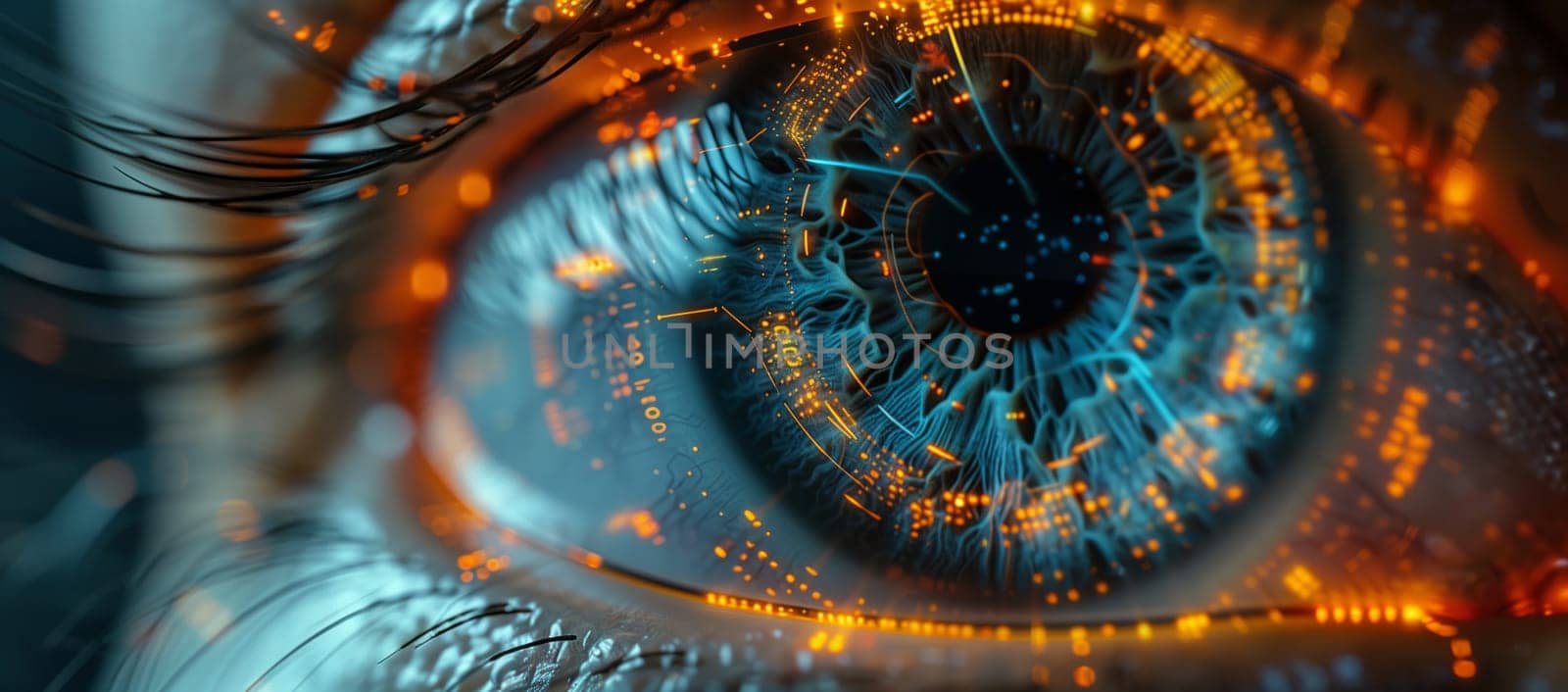 Macro photography of an electric blue eyelash on a womans eye resembling fire by richwolf