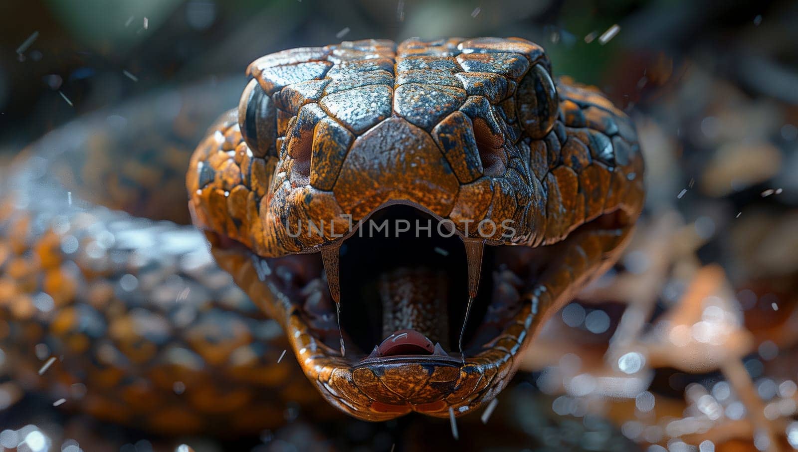 Macro photo of a Chelonoidis with mouth open, in darkness by richwolf