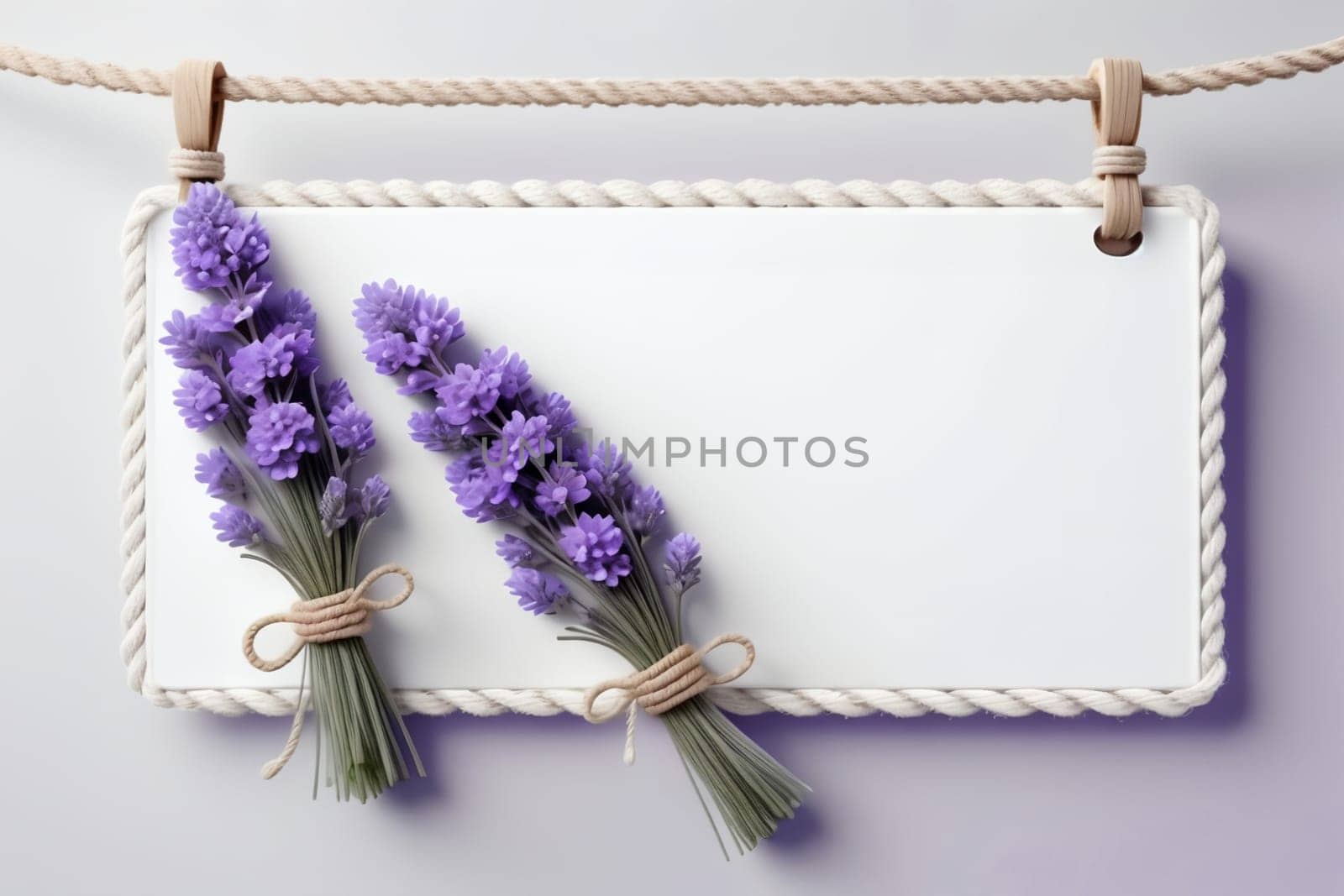 blooming lavender bouquet with blank card for congratulations .