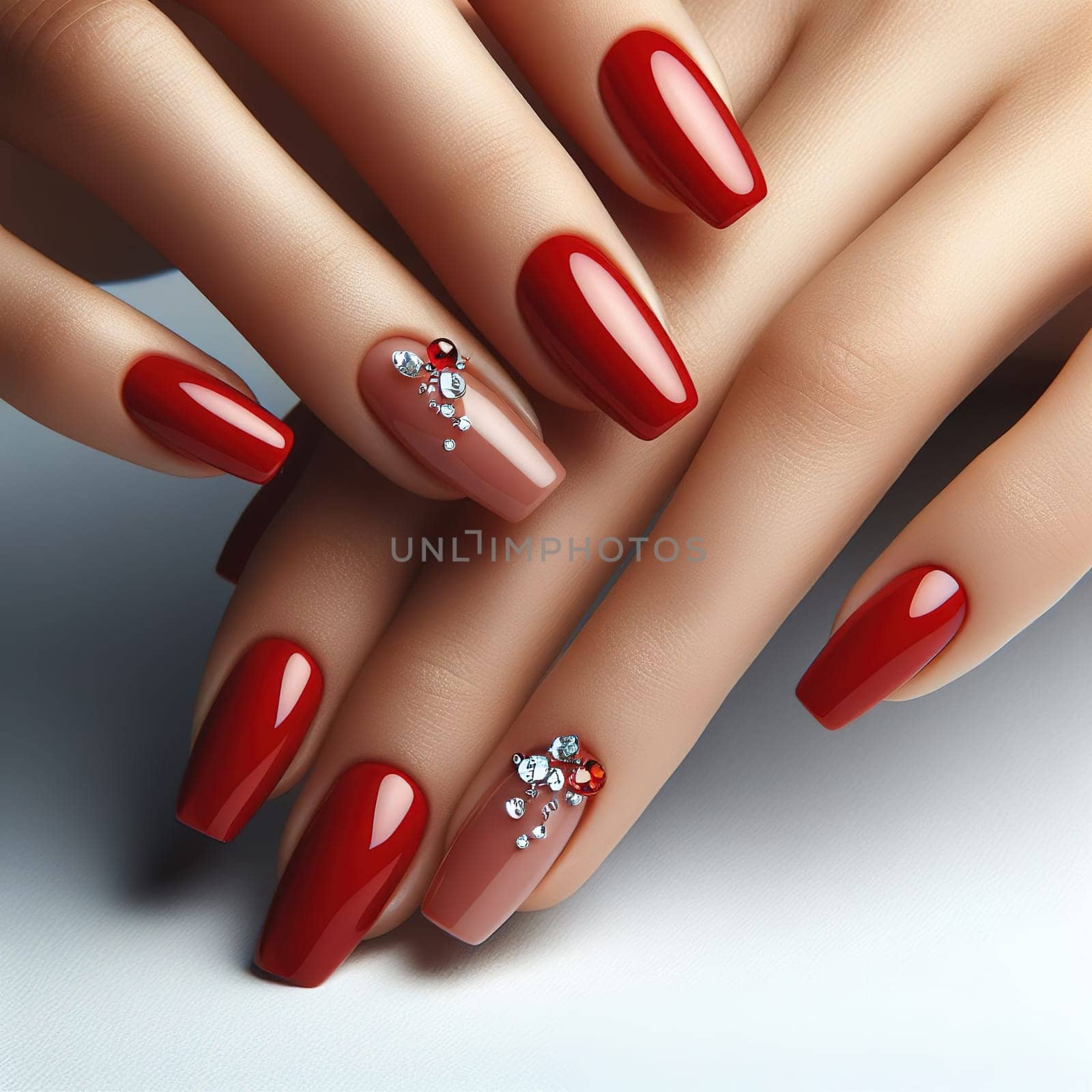 Beautiful women's manicure. Nails. Generative AI. High quality photo