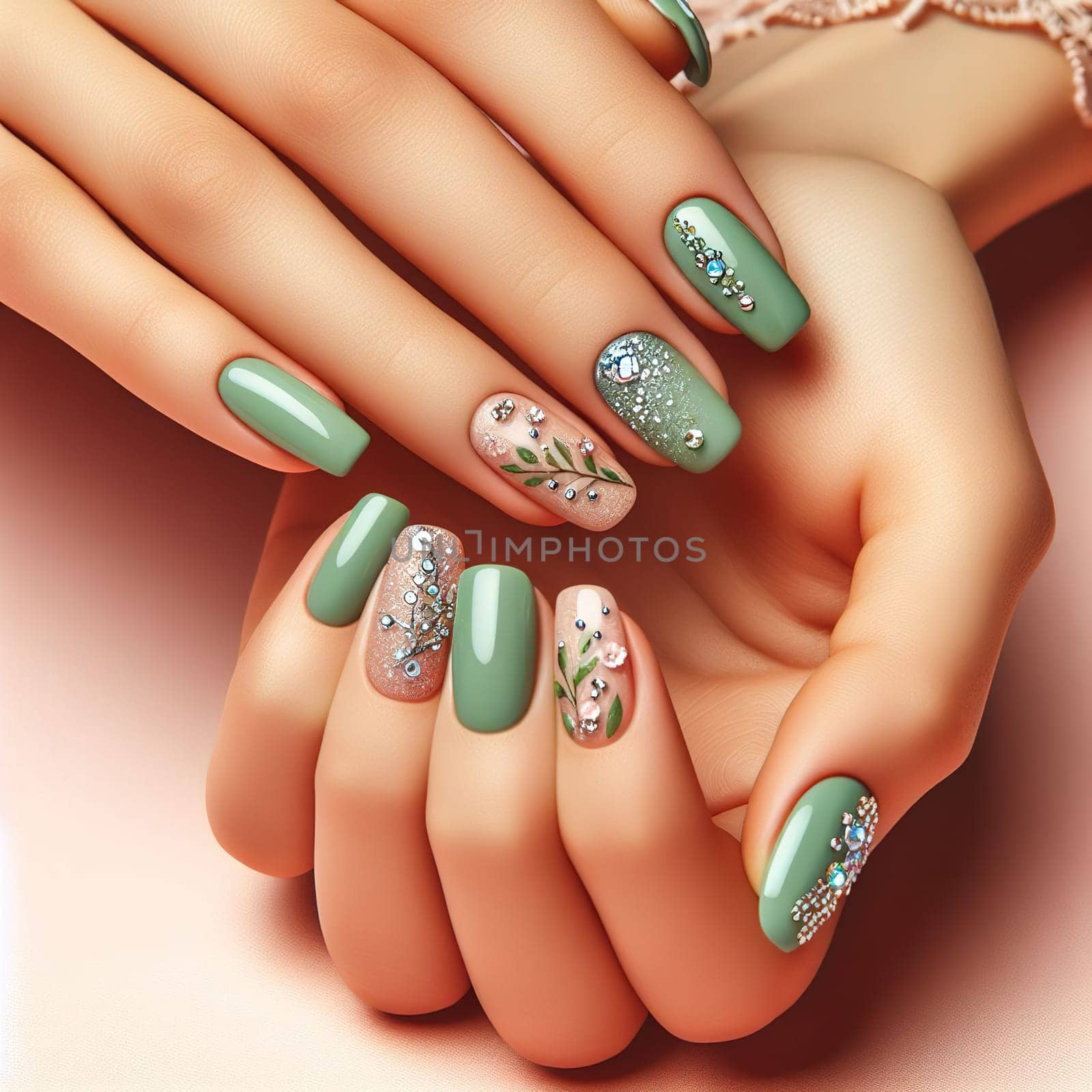 Beautiful women's manicure. Nails. Generative AI. High quality photo