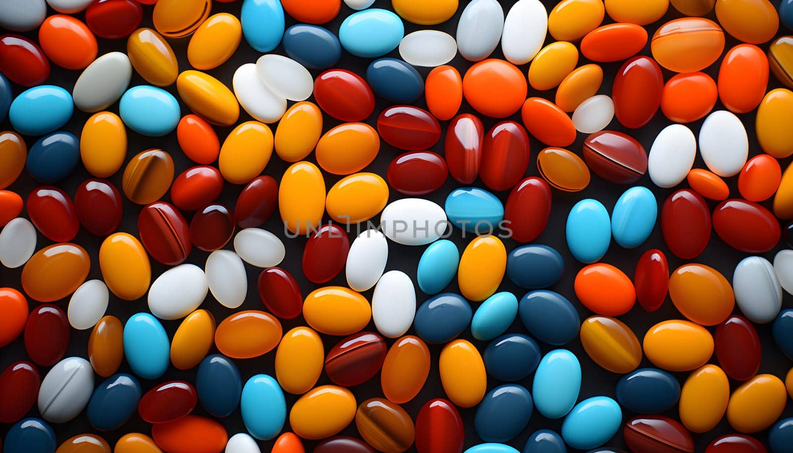 White pills on blue background. High quality photo