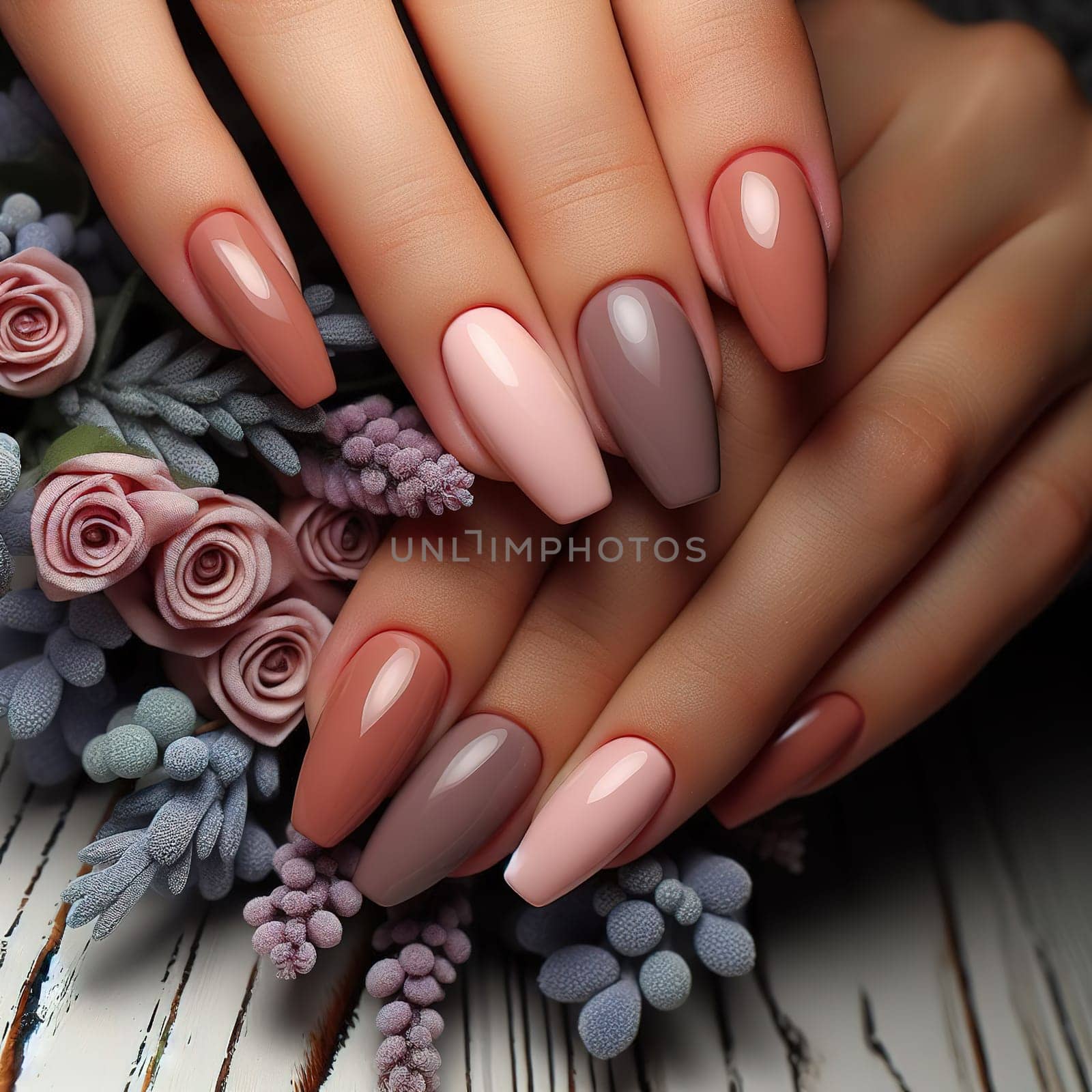 Beautiful women's manicure. Nails. Generative AI. High quality photo