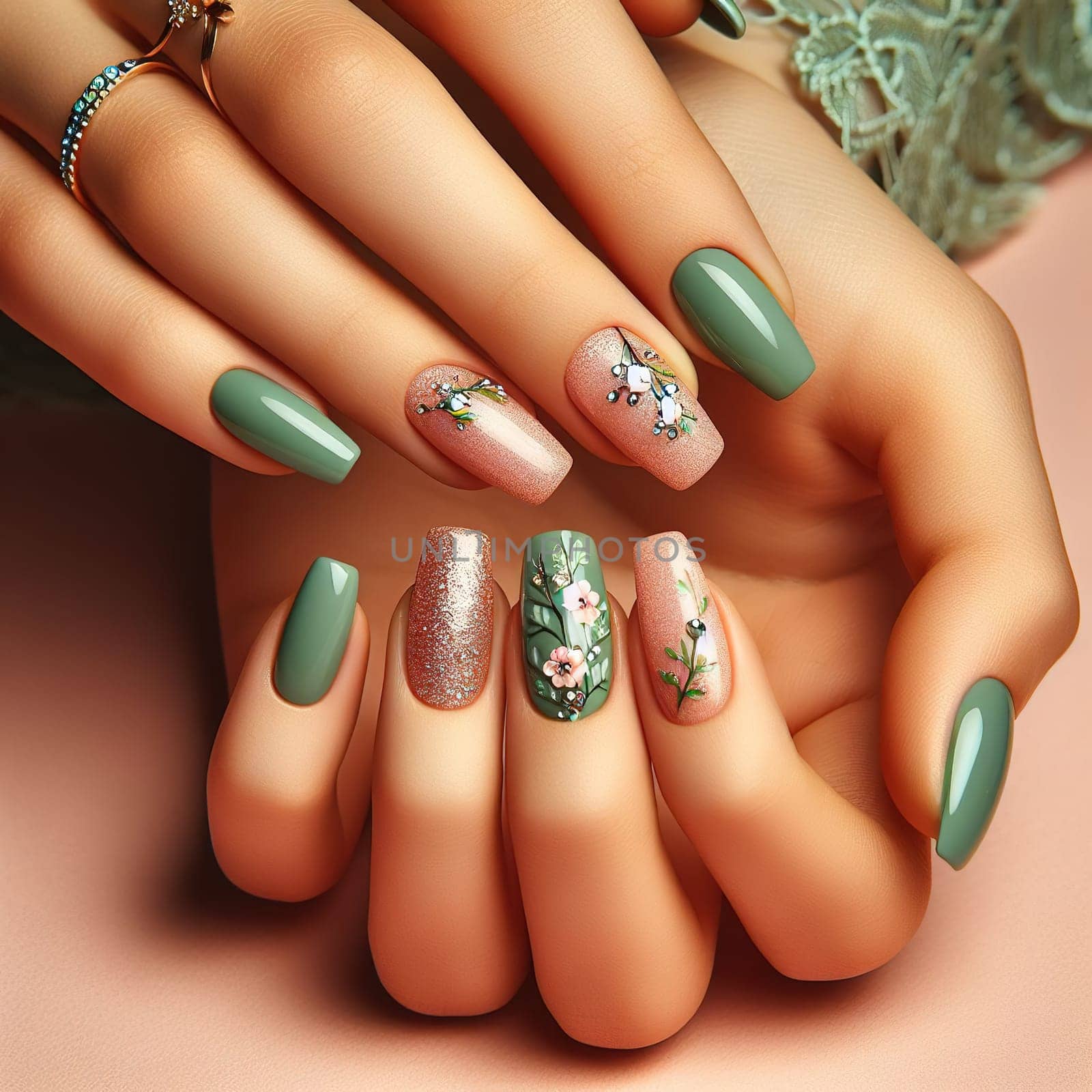 Beautiful women's manicure. Nails. Generative AI. High quality photo