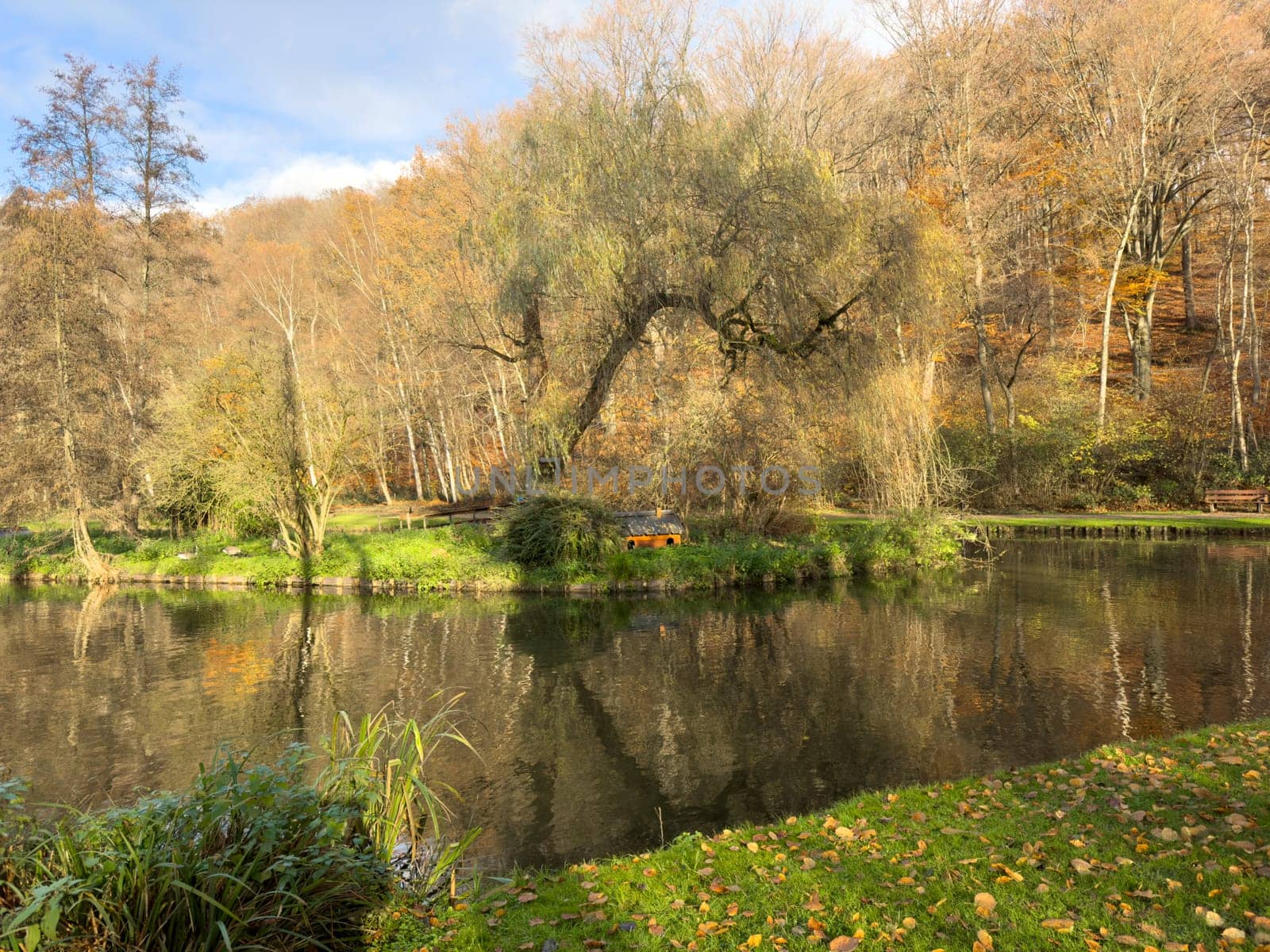 Green leisure park Bois des Reves with lake in Belgium by Bonandbon