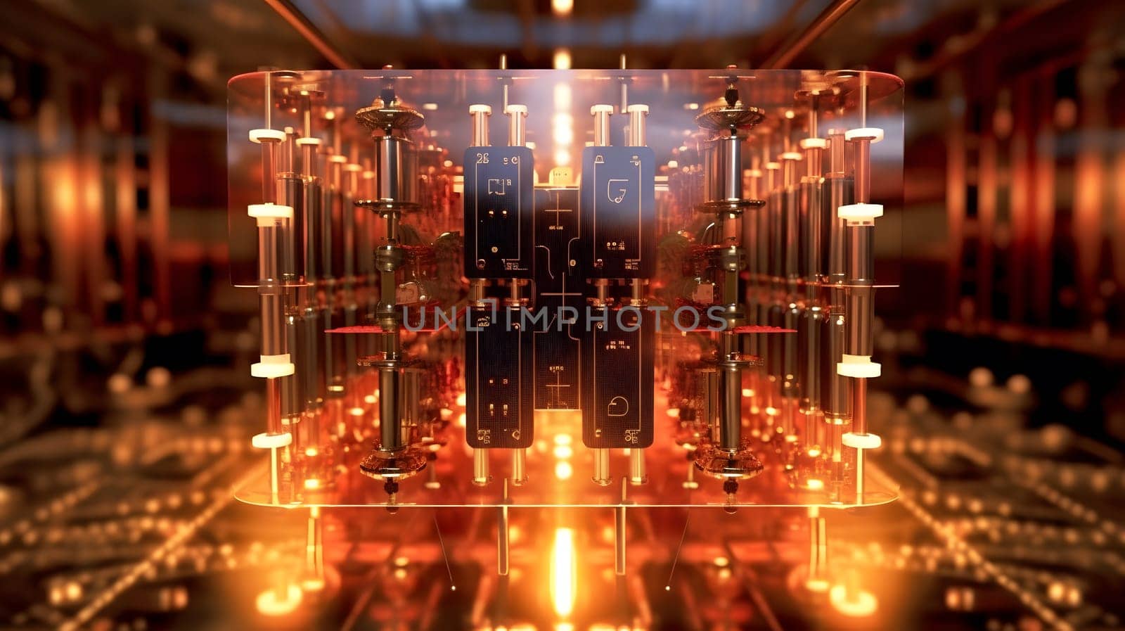 quantum computing illustration glowing connections, generative ai by Chechotkin