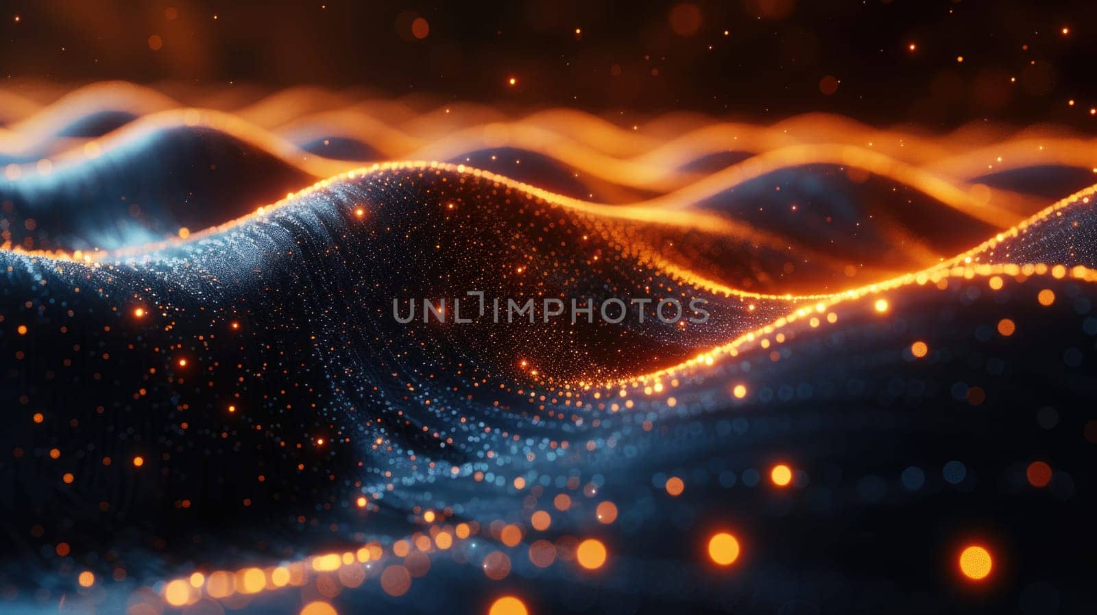 This computer-generated image captures the vibrant and dynamic movement of a wave of light.