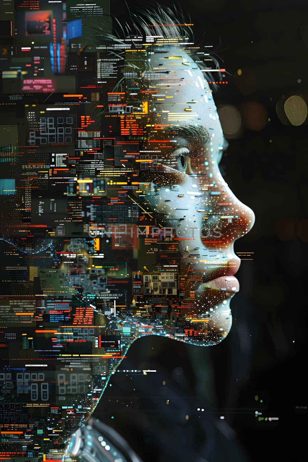 A pixelated portrait of a man, merging art and digital design by Nadtochiy