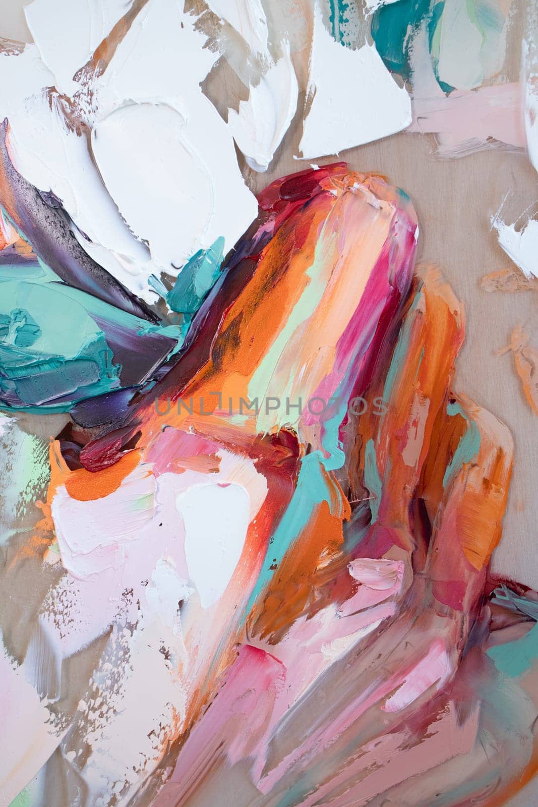 Fragment of multicolored texture painting. Abstract art background. oil on canvas. by MariDein