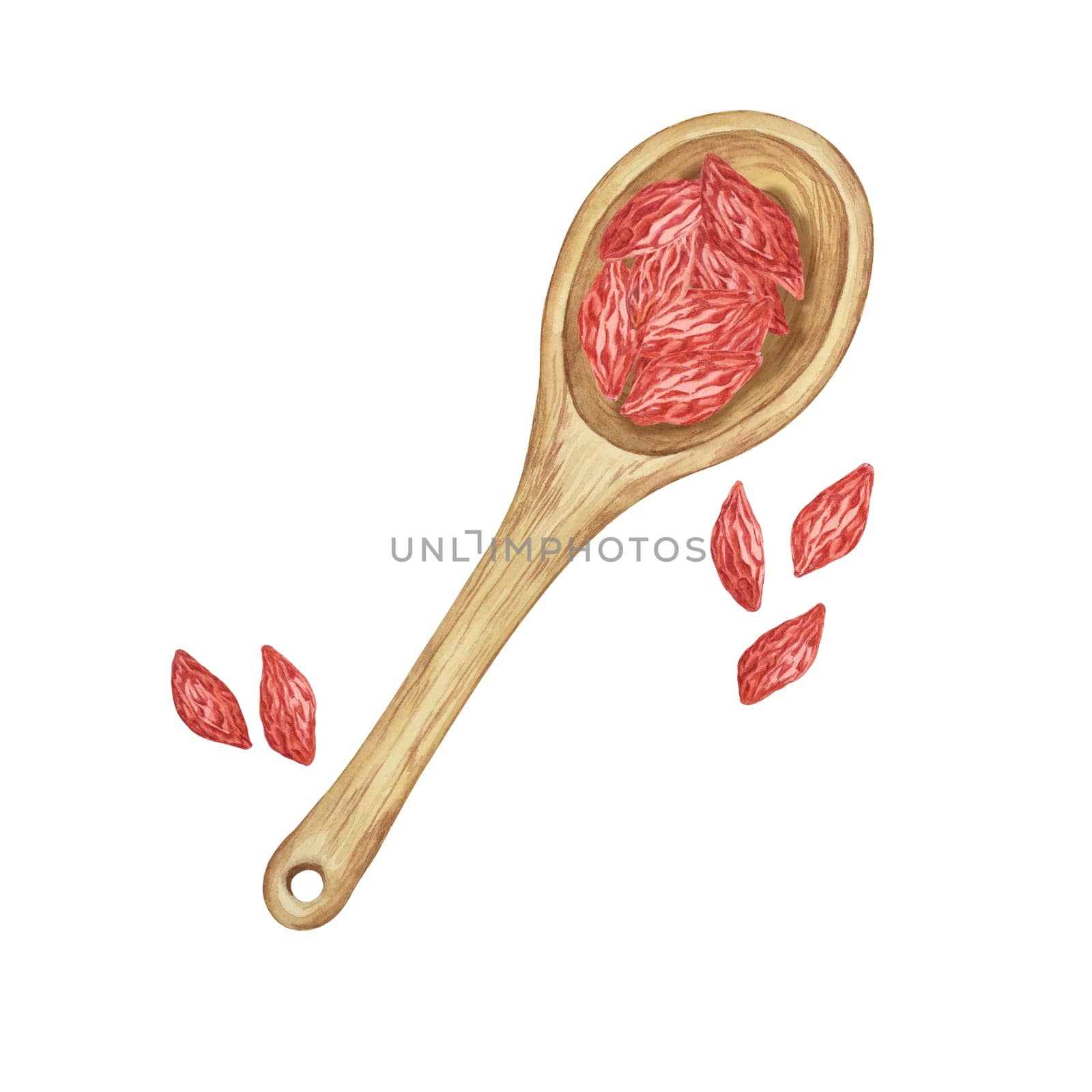 Spoon full with dry goji berries by Fofito