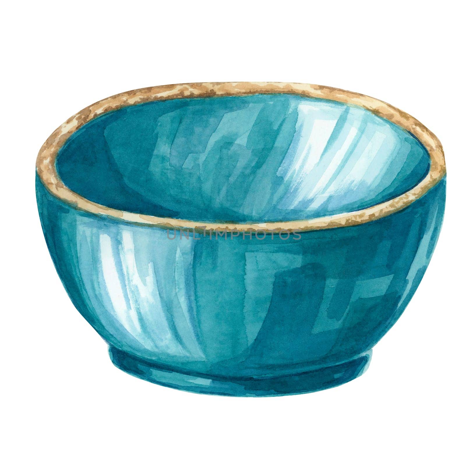 Empty ceramic bowl in watercolor by Fofito