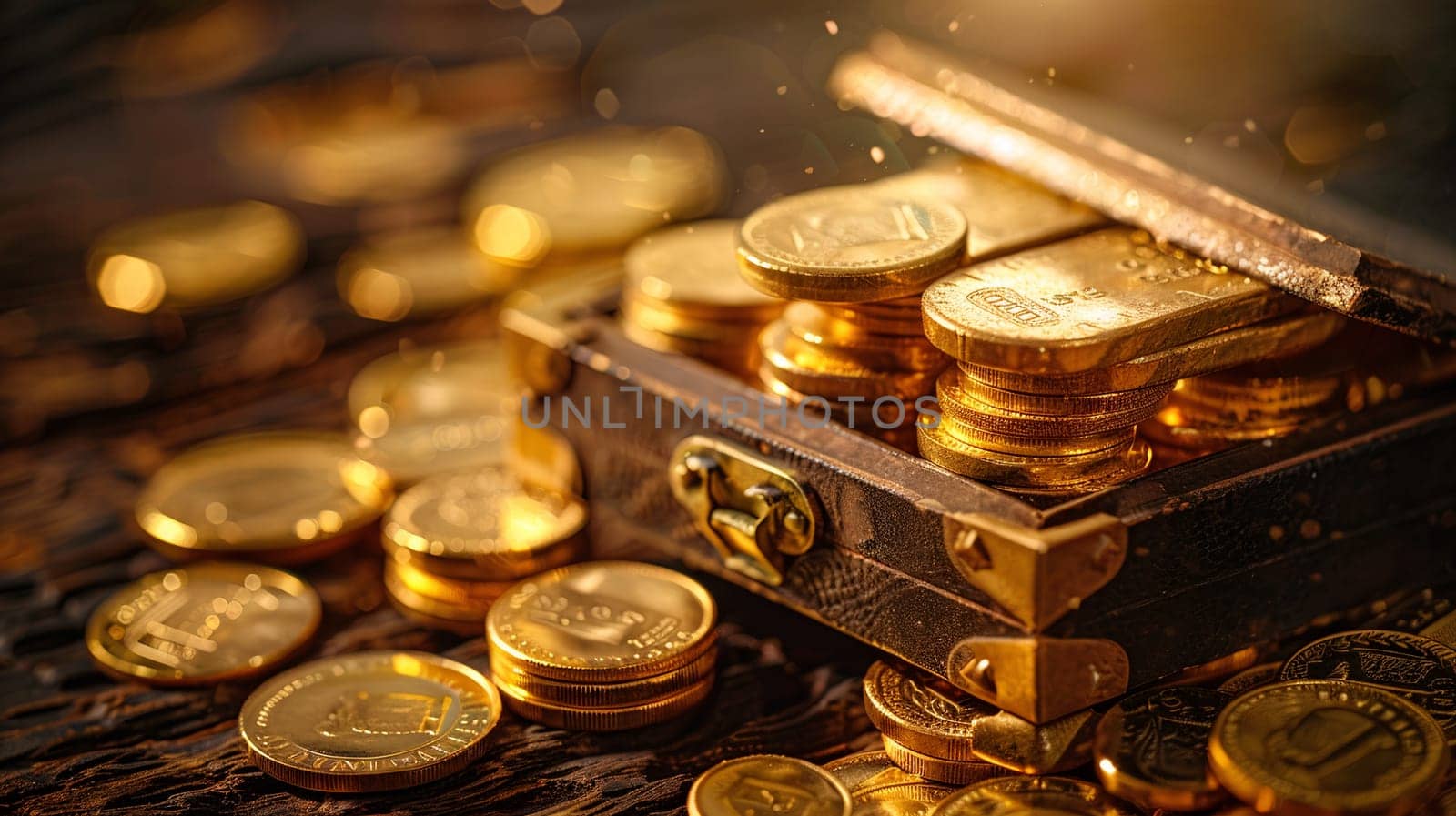 Golden Coins Overflowing From a Treasure Chest by chrisroll