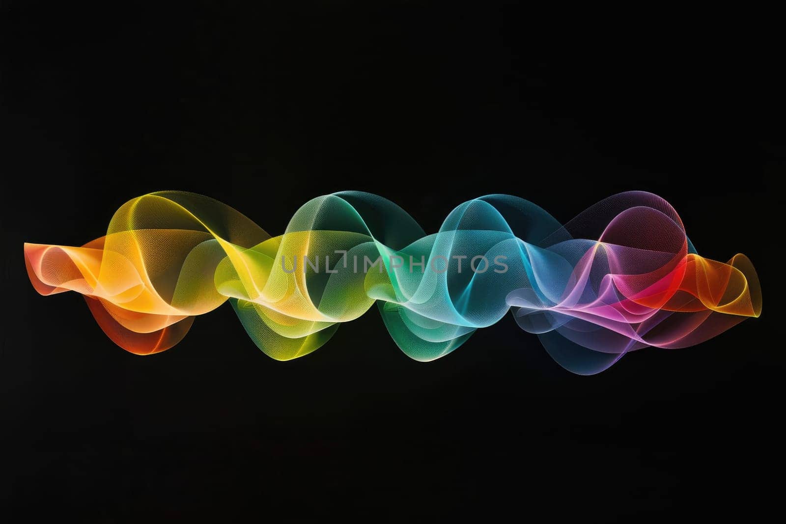 A series of colorful sine waves floating across a simple black background, Generative AI by nijieimu