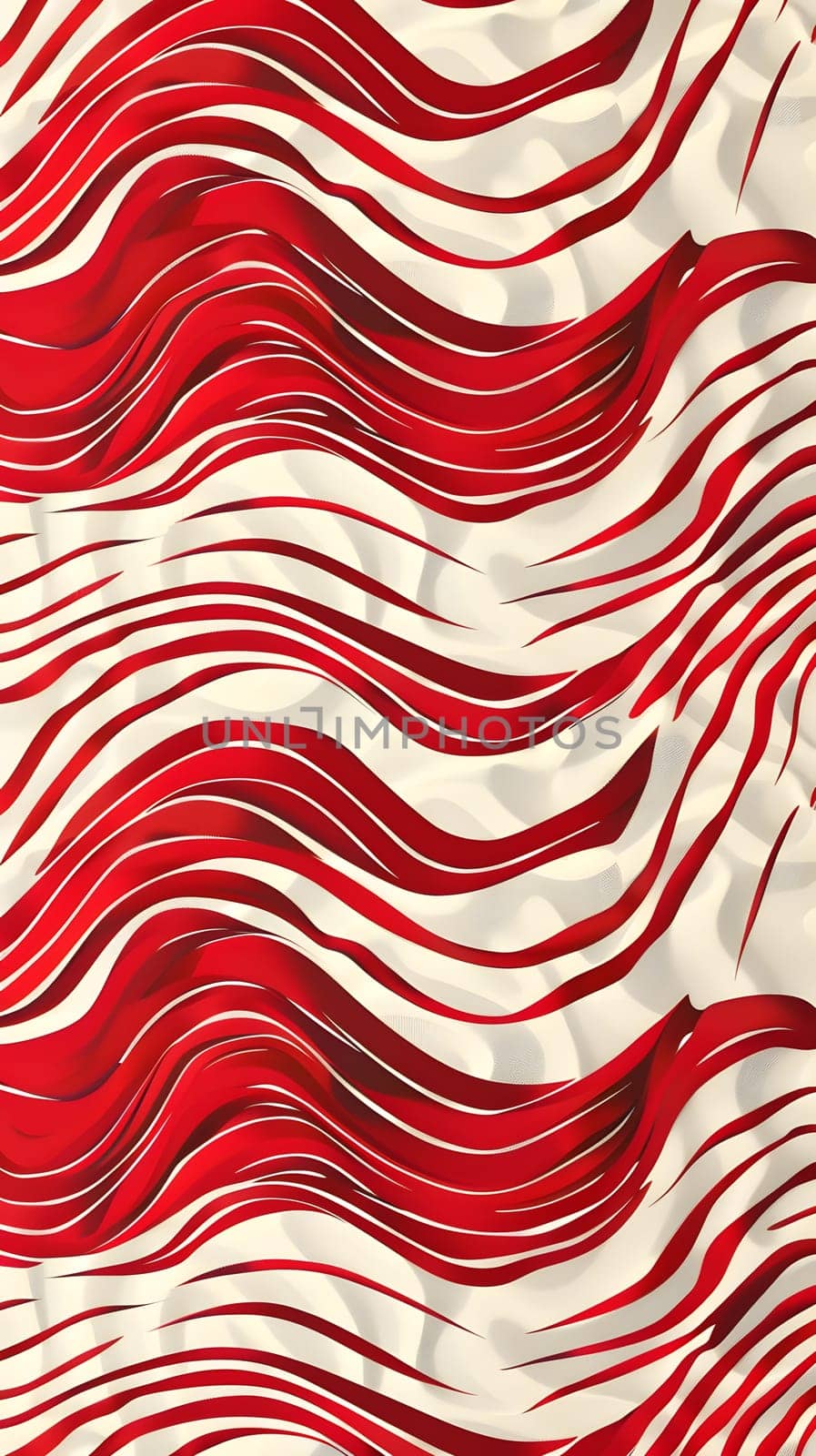 Fluid red and white waves pattern on white background, resembling the US flag by Nadtochiy