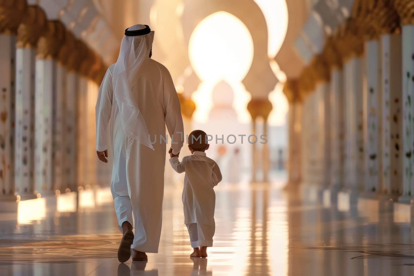 A man and a child are walking down a street in a foreign country by golfmerrymaker