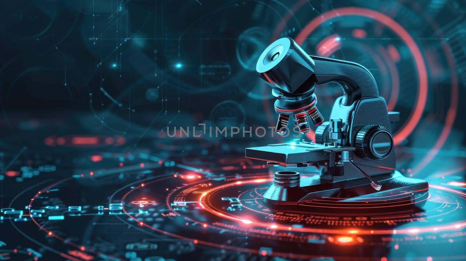 Microscope with a red and blue background by golfmerrymaker