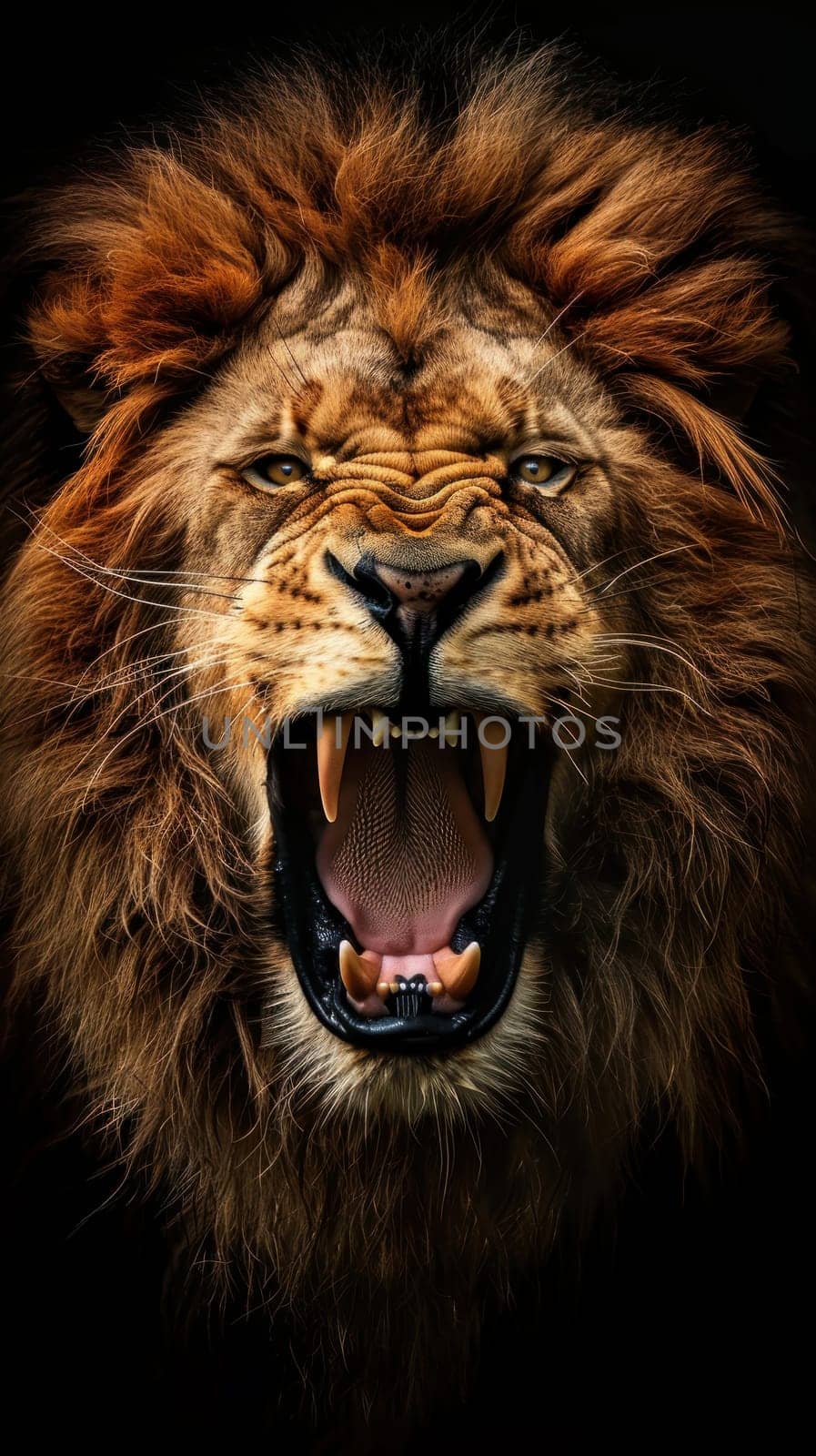 A lion with its mouth open and teeth bared by golfmerrymaker