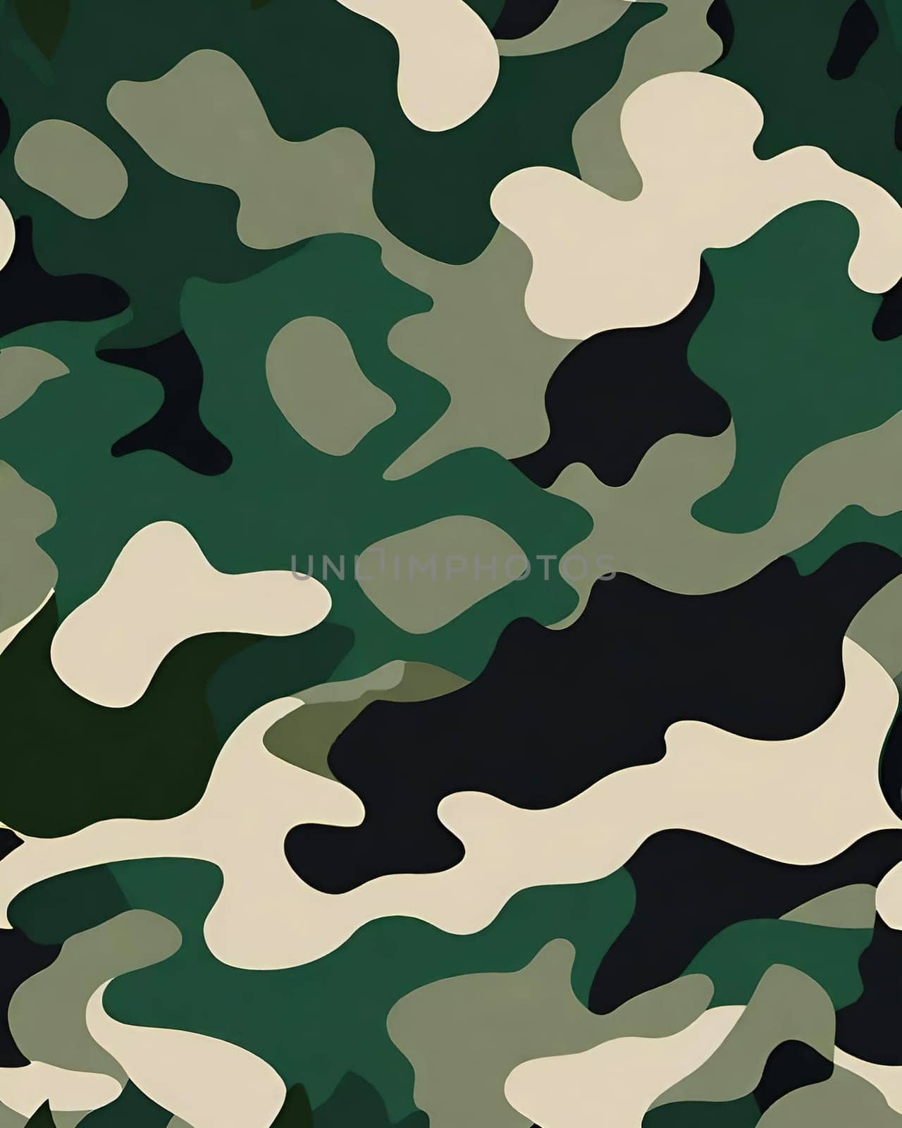 Camouflage Seamless Pattern. Classic clothing style masking camo repeat print. Green, brown, black colors. Vector illustration.Classic clothing style masking camo repeat print.