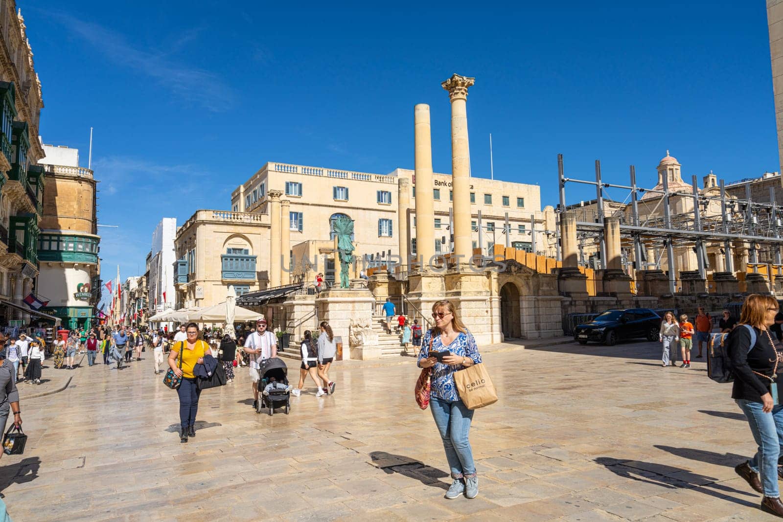 Valletta, Malta, April 03, 2024 panoramic view of the Royal Theater Square in the city center