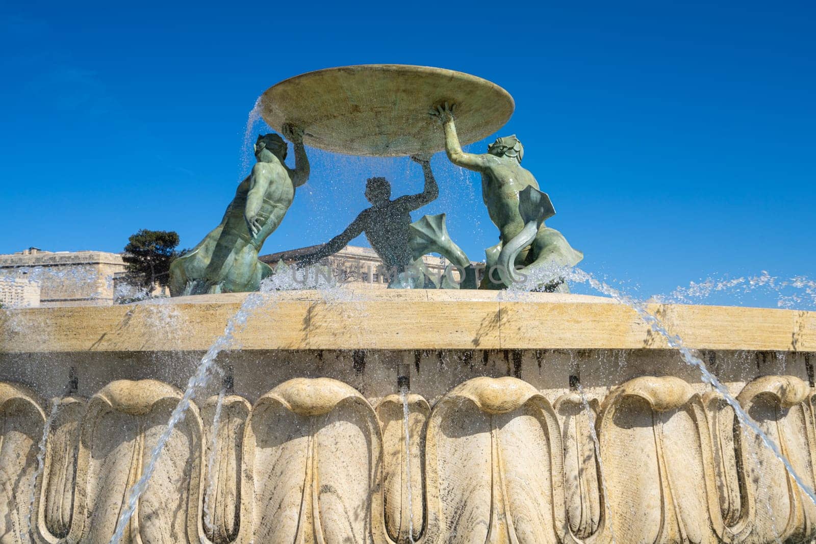 the fountain of the tritons in Valletta, Malta by sergiodv