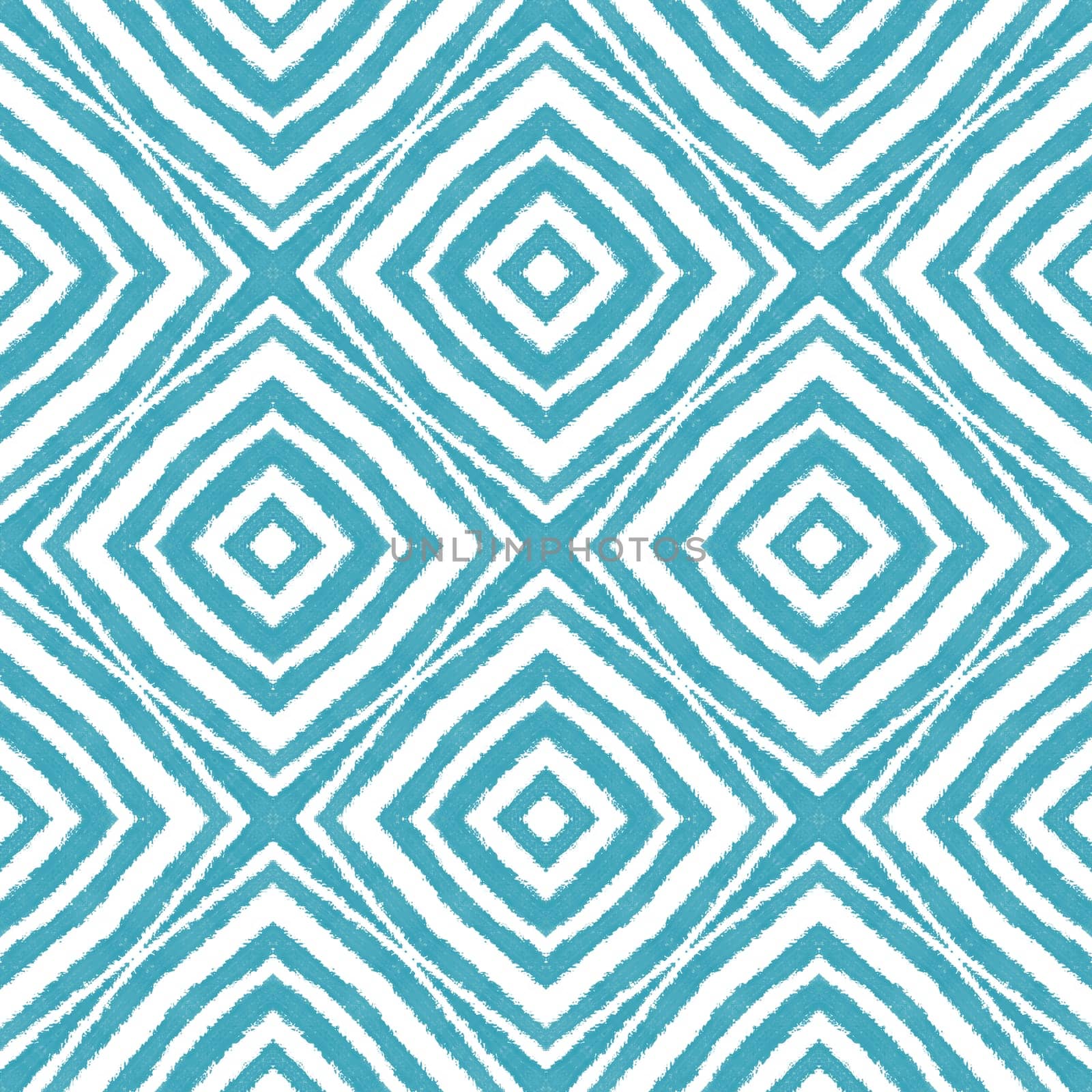 Tiled watercolor pattern. Turquoise symmetrical by beginagain