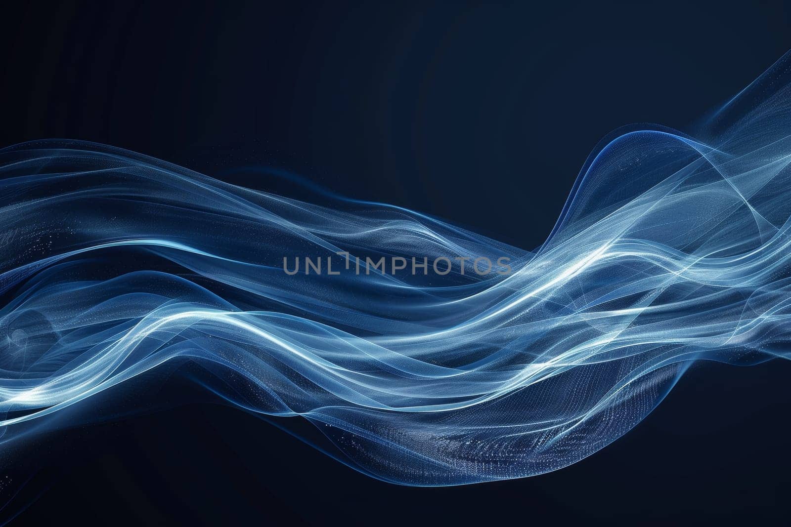 A blue wave of light is projected onto a dark background by itchaznong