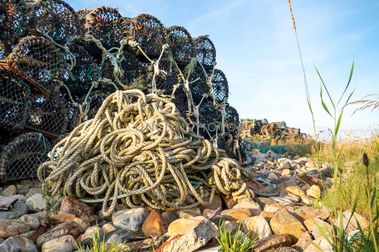 Close up of Lobster Pots or traps in Ireland.