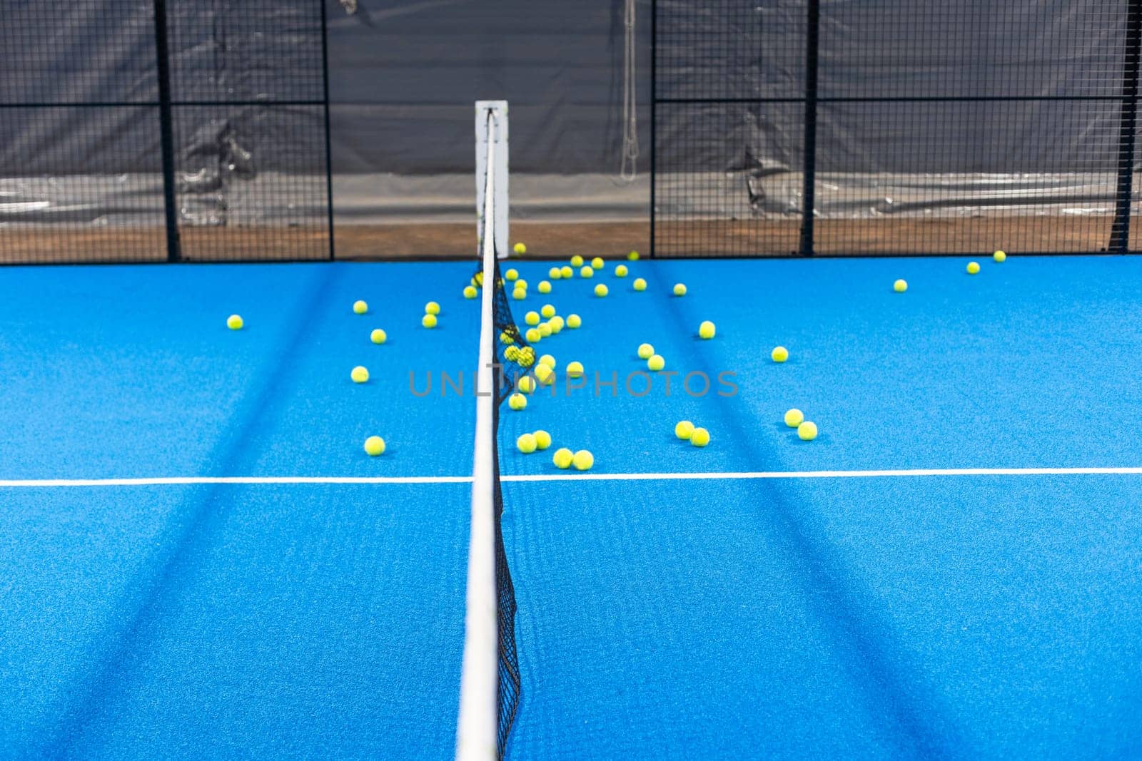 Tennis balls fall over on the tennis playground. High quality photo