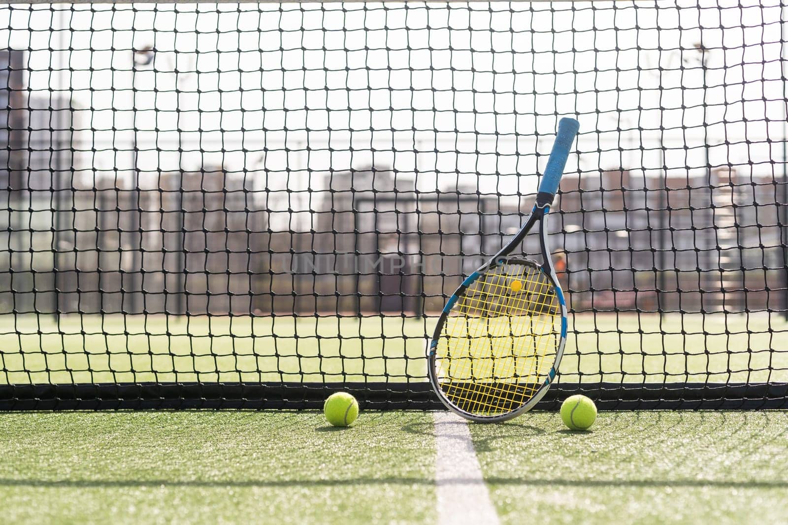 Beautiful tennis court on sunny day. High quality photo