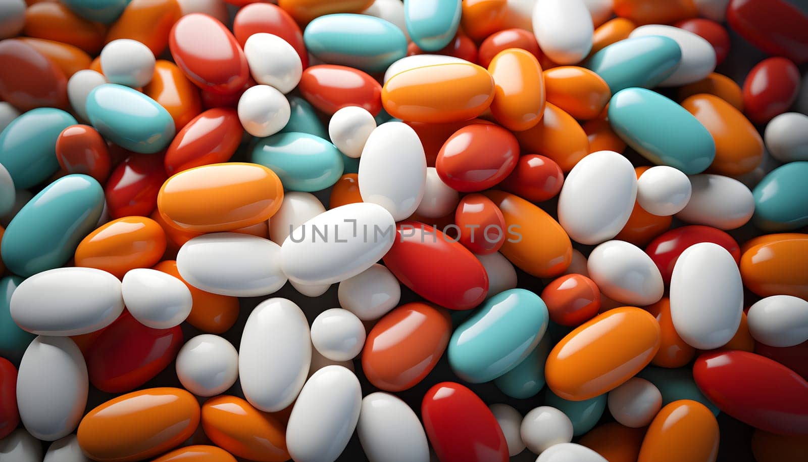 White pills on blue background. High quality photo