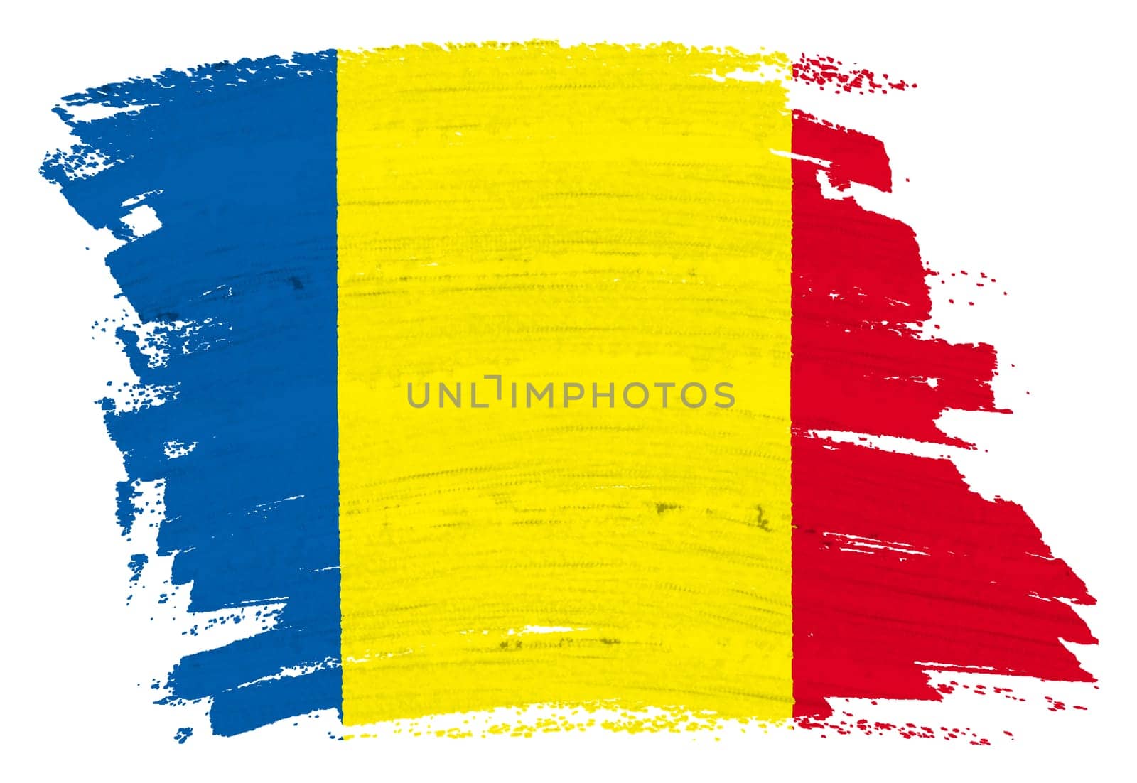 A Romania flag background paint splash brushstroke 3d illustration with clipping path
