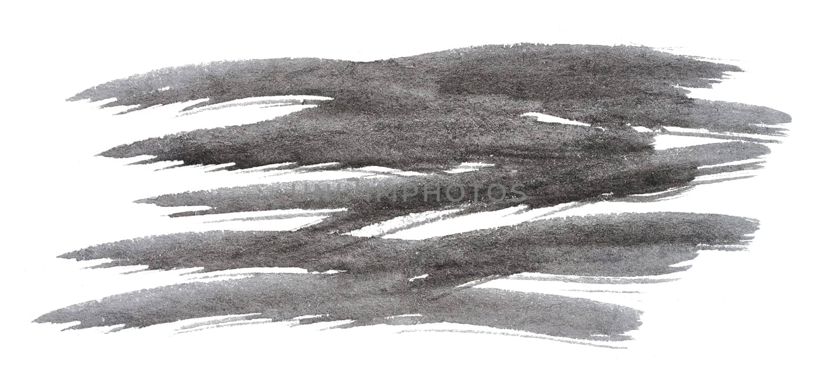 Watercolor brush stroke of black paint, on a white isolated background by ndanko