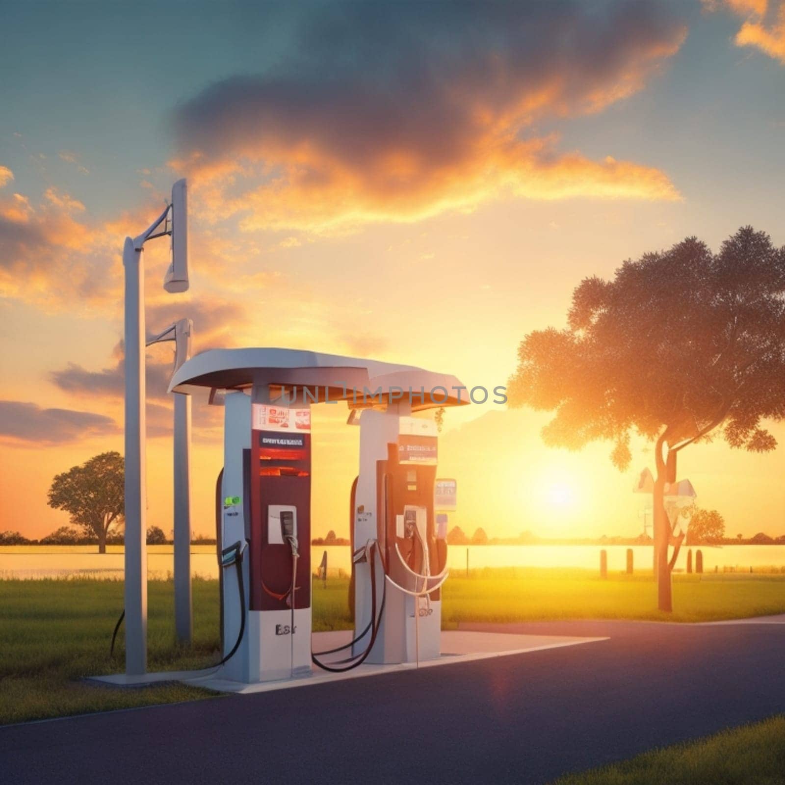 electric recharging station for ev cars illustration by verbano