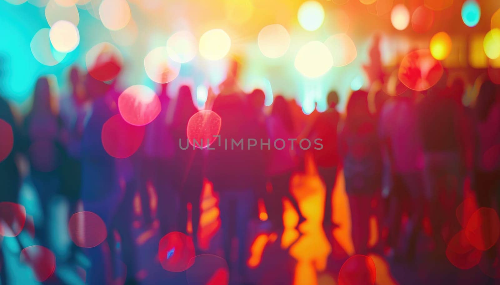 A group of people are dancing and talking at a party by AI generated image.