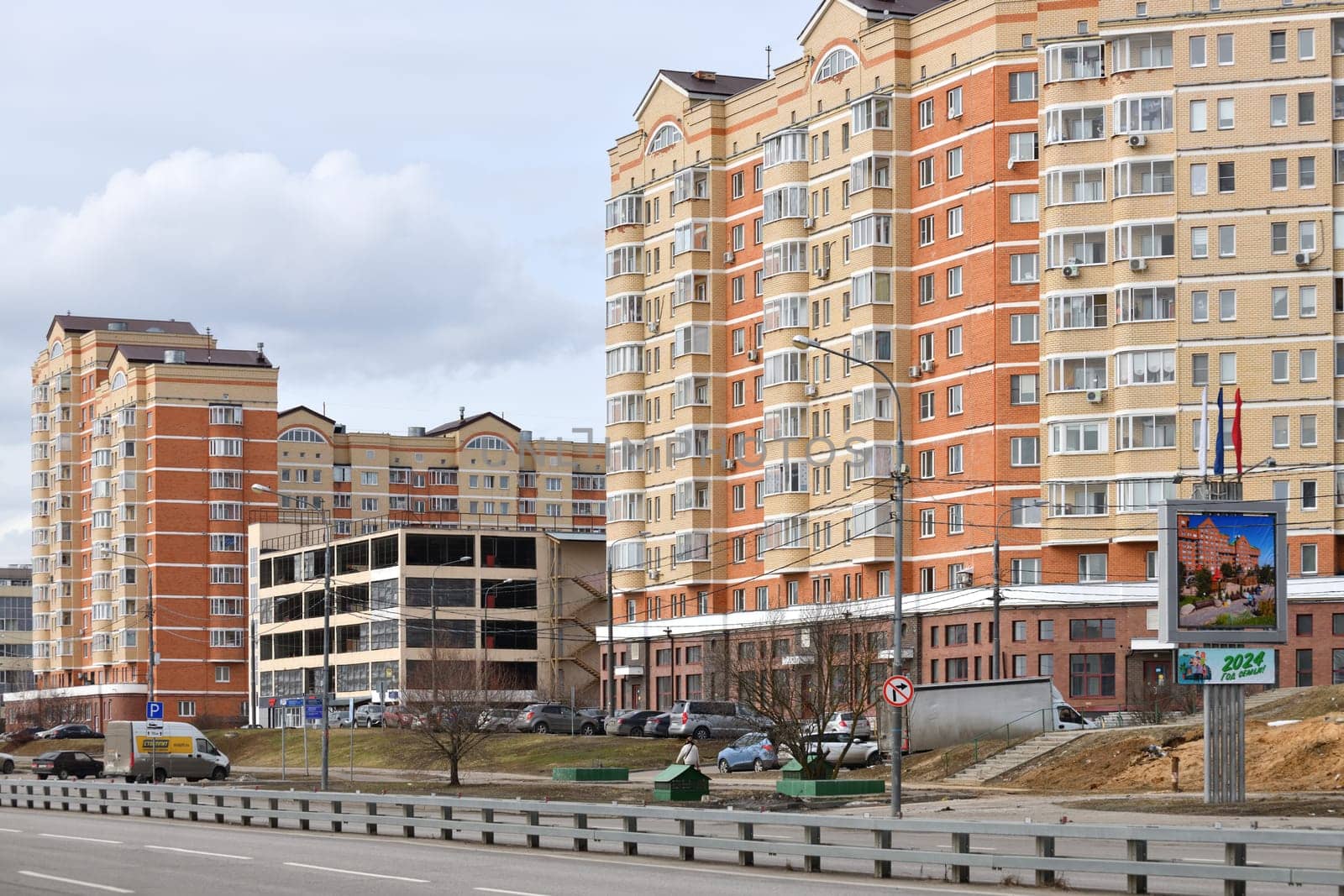 Moscow, Russia - 12 June 2021. Typical multi-storey parking garage in the Zelenograd