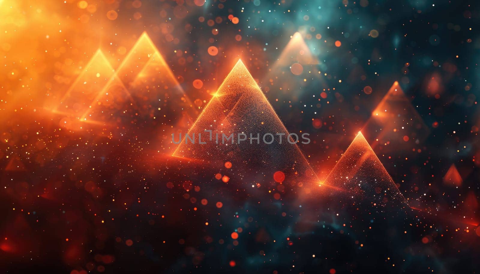 A colorful image of a mountain range with a blue sky in the background by AI generated image.