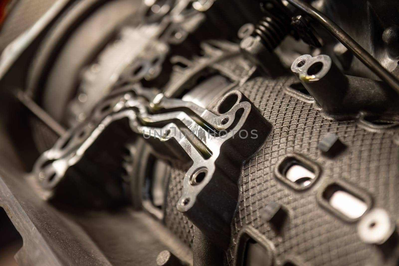 Precision components of an automatic transmission, showcased in detail for automotive insight.