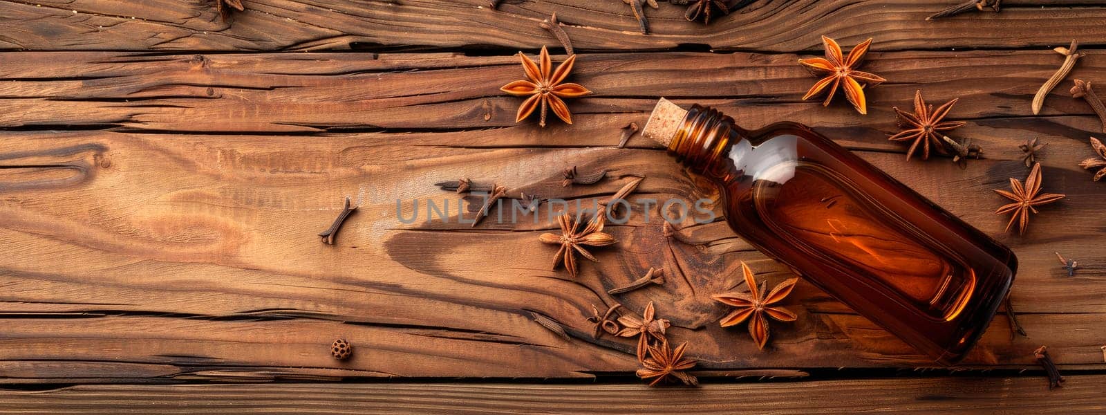 Anise essential oil in a bottle. Selective focus. by yanadjana