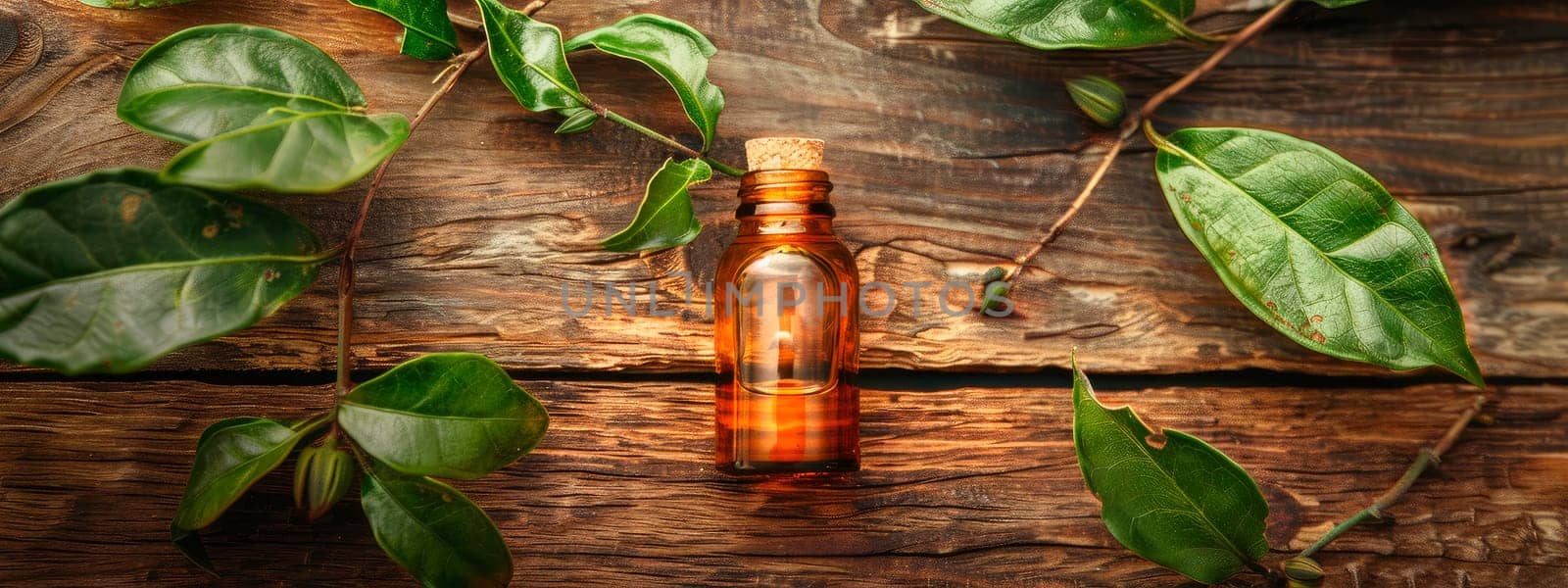camphor essential oil in a bottle. Selective focus. by yanadjana