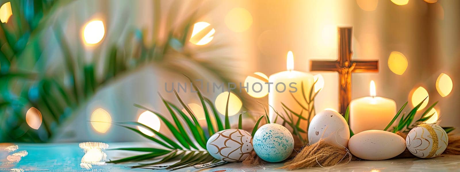 Easter cross and Easter eggs. selective focus. holiday.