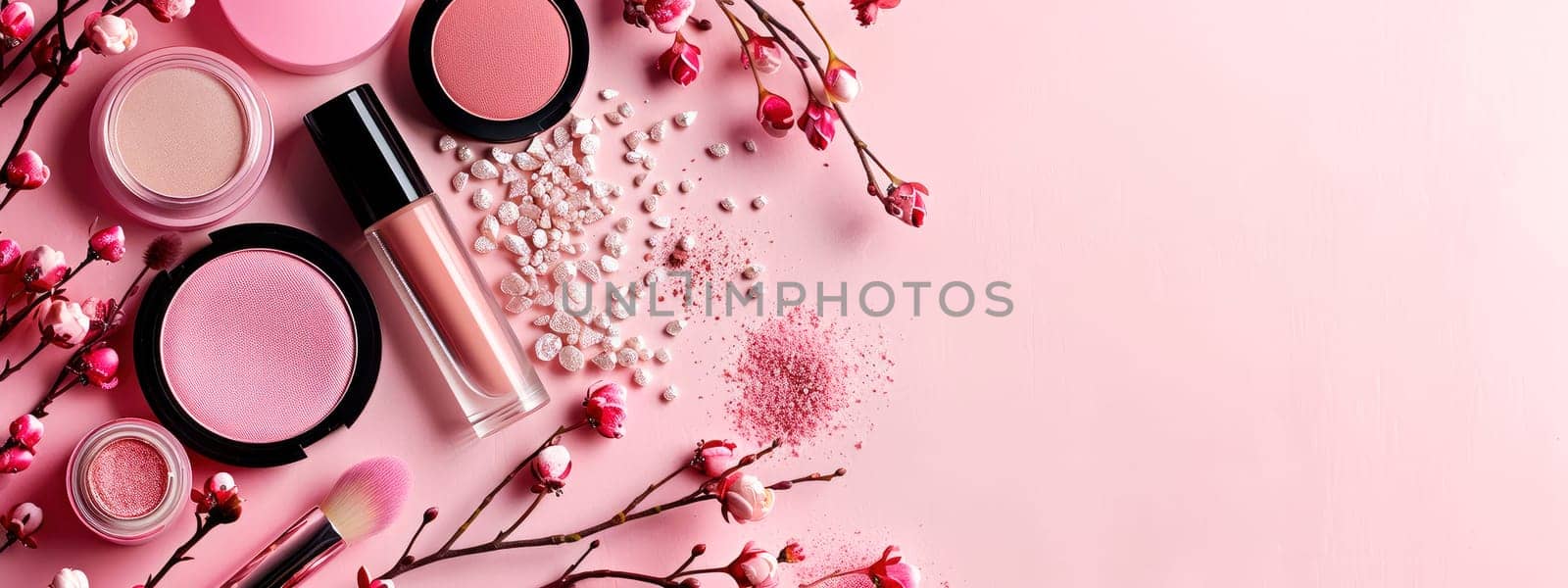 Various decorative cosmetics on a beautiful background. Selective focus. Holiday.