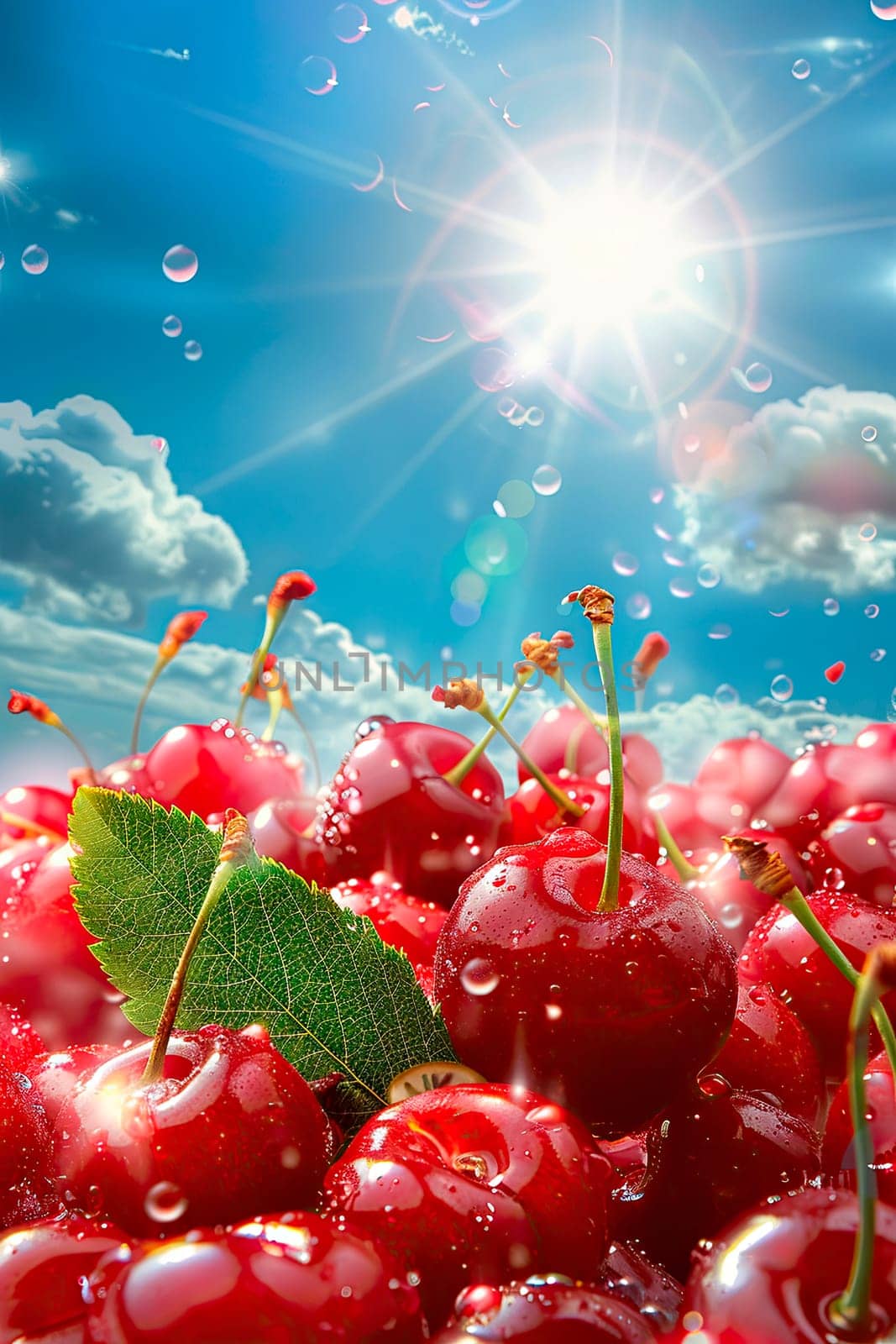 Cherry harvest in the garden. selective focus. by yanadjana