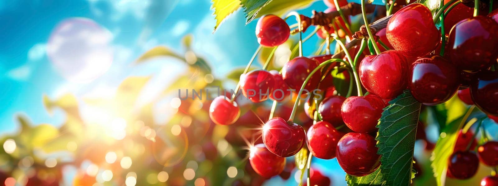 Cherry harvest in the garden. selective focus. by yanadjana