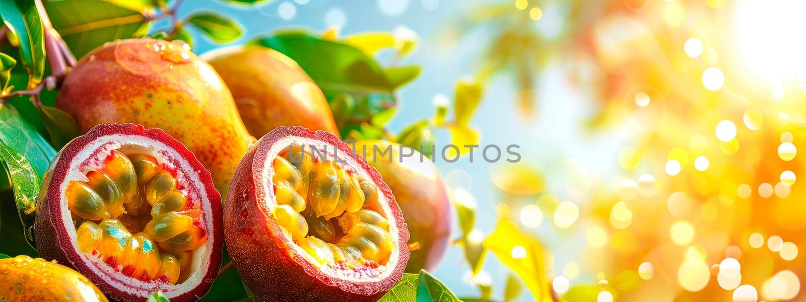 Passion fruit harvest in the garden. selective focus. by yanadjana