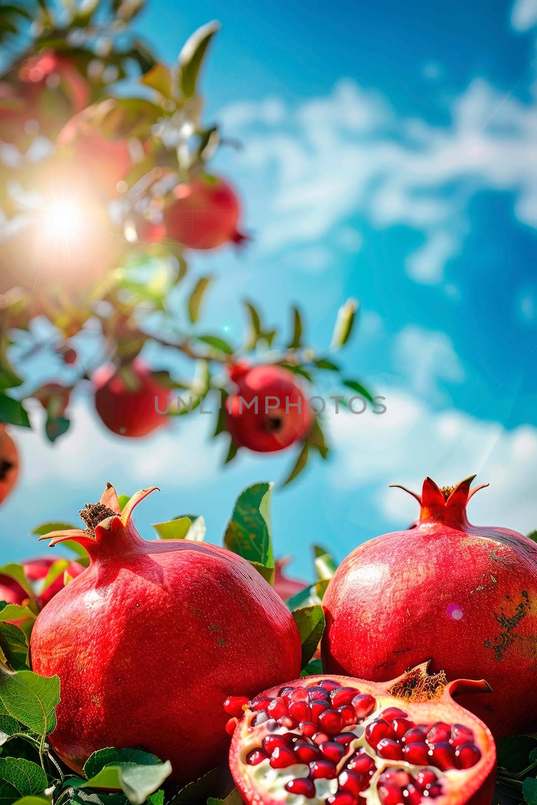 Pomegranate harvest in the garden. selective focus. by yanadjana