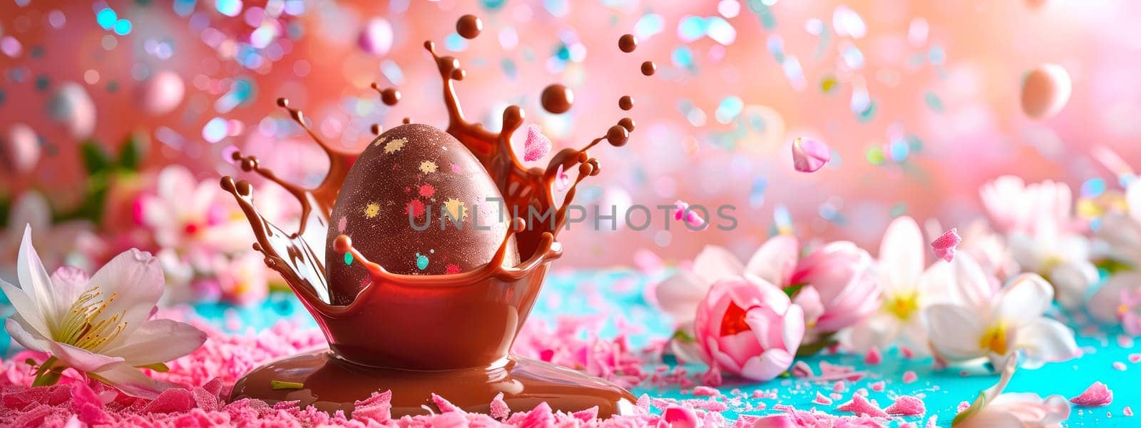 chocolate easter egg splash. Selective focus. by yanadjana