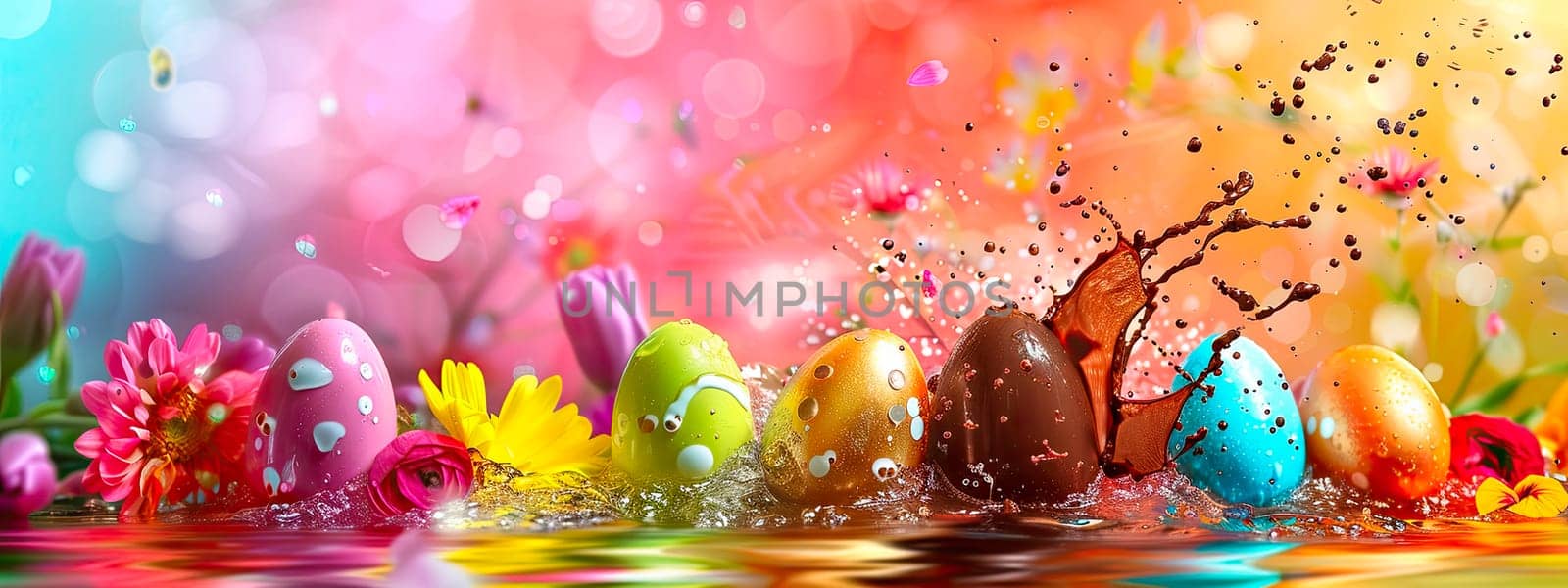 chocolate easter egg splash. Selective focus. by yanadjana