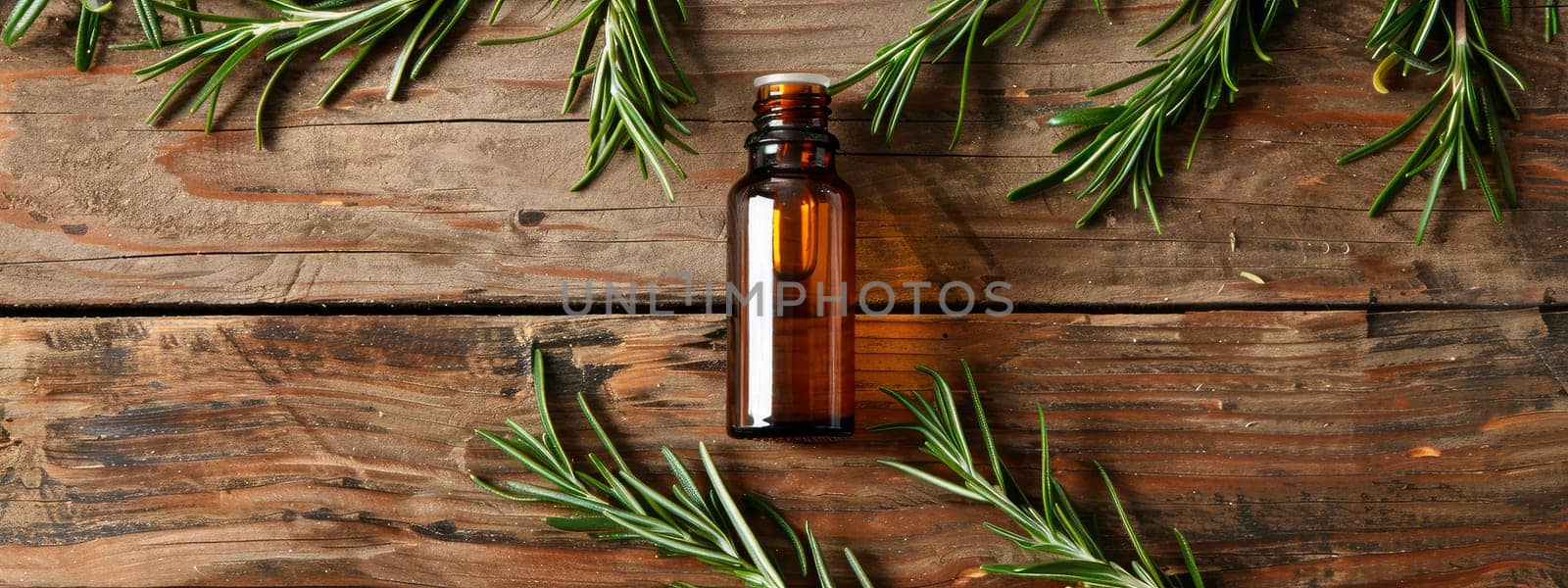 rosemary essential oil in a bottle. selective focus. nature.